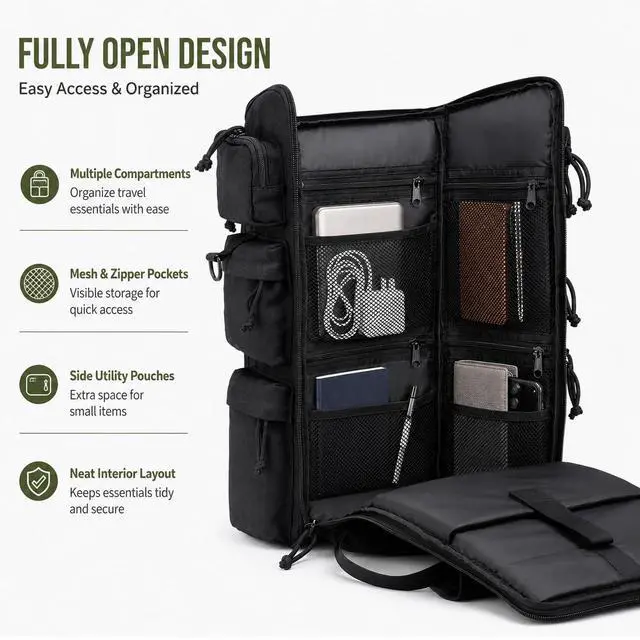 Alt view image 6 of 7 - 1000D Waterproof Tactical BackpackSoccer Backpack 50L for Sports FanMolle Systemfor HikingHuntingOutdoorFitnessCampingMilitaryTrainingBasketballFishingExplorationCompetition