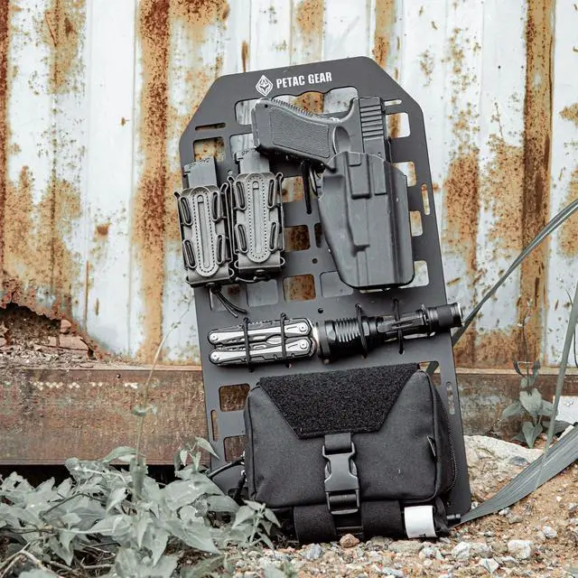 Alt view image 3 of 7 - Rigid Insert MOLLE Panel Portable Gear Organizer with Carry Handle Backpack Bag Tactical Equipment Storage Pouches Holsters Holder Gun Rack Mount