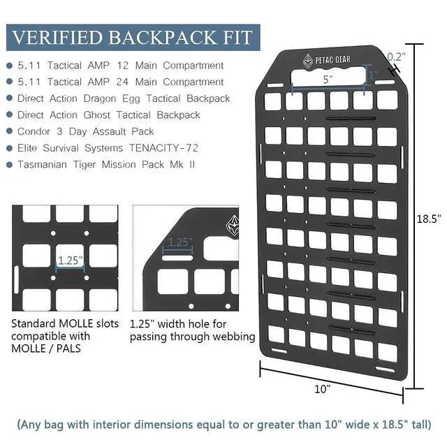 Alt view image 6 of 7 - Rigid Insert MOLLE Panel Portable Gear Organizer with Carry Handle Backpack Bag Tactical Equipment Storage Pouches Holsters Holder Gun Rack Mount