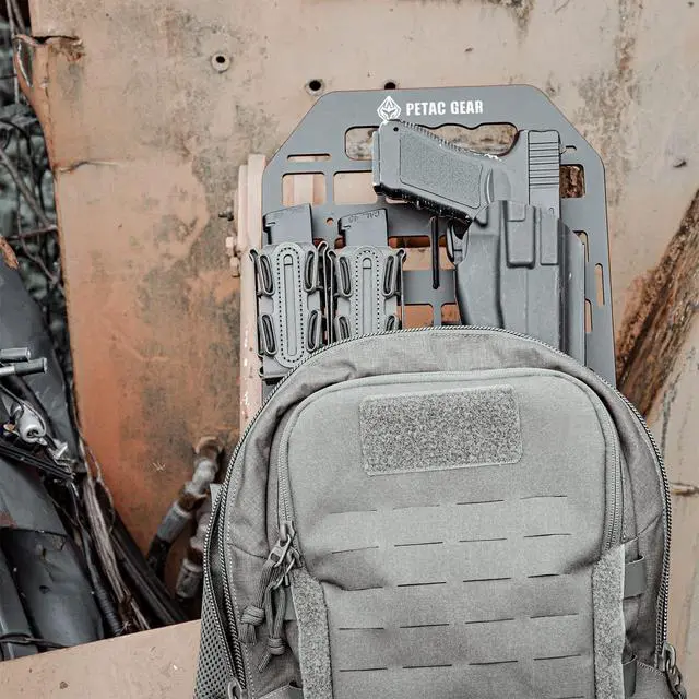 Alt view image 7 of 7 - Rigid Insert MOLLE Panel Portable Gear Organizer with Carry Handle Backpack Bag Tactical Equipment Storage Pouches Holsters Holder Gun Rack Mount