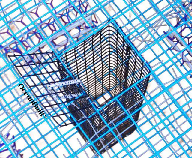 Alt view image 4 of 7 - Florida XL Blue Crab Trap 18 x 24 x 24 Recreational Blue Crab Pot Four-Throat Saltwater Crab Trap Heavy Duty PVC Coated Wire Fishing Trap