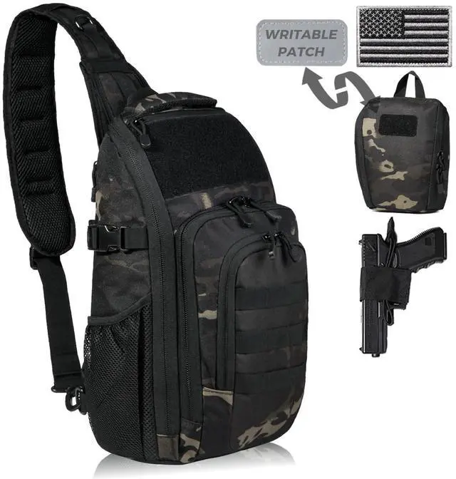 Main image of DBTAC Tactical Personal Defense EDC Bags & Packs | 10L Military Shoulder Backpack with Sling for Concealed Carry, Range, Travel, Hiking, Outdoor Sports (Charcoal Camo)