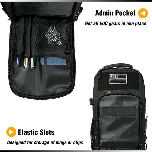 Alt view image 5 of 7 - DBTAC Tactical Personal Defense EDC Bags & Packs | 10L Military Shoulder Backpack with Sling for Concealed Carry, Range, Travel, Hiking, Outdoor Sports (Charcoal Camo)