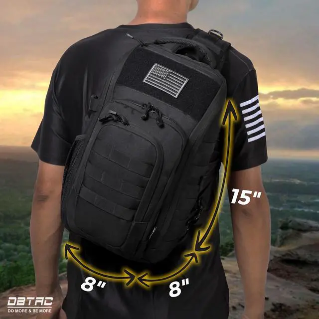 Alt view image 7 of 7 - DBTAC Tactical Personal Defense EDC Bags & Packs | 10L Military Shoulder Backpack with Sling for Concealed Carry, Range, Travel, Hiking, Outdoor Sports (Charcoal Camo)