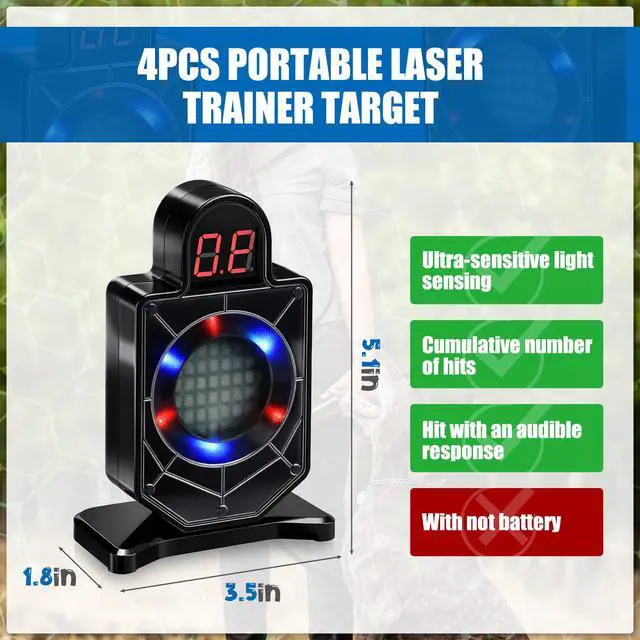 Alt view image 2 of 6 - Laser Targets for Dry Fire Pistol Shooting, Dry Fire Lasers Training System, Portable Trainer and Counting Laser Targets for Shooting Practice