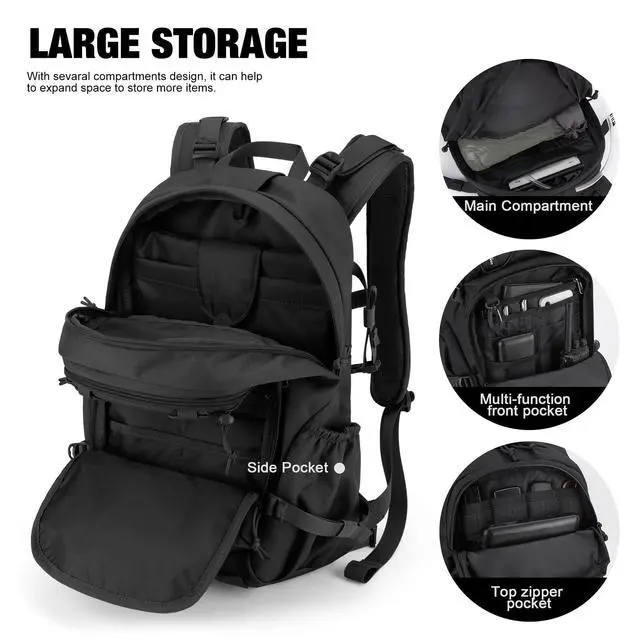 Alt view image 4 of 7 - Small Military Tactical Backpack for Men,25L Molle Cordura Backpack for Hiking,Camping,Rucking