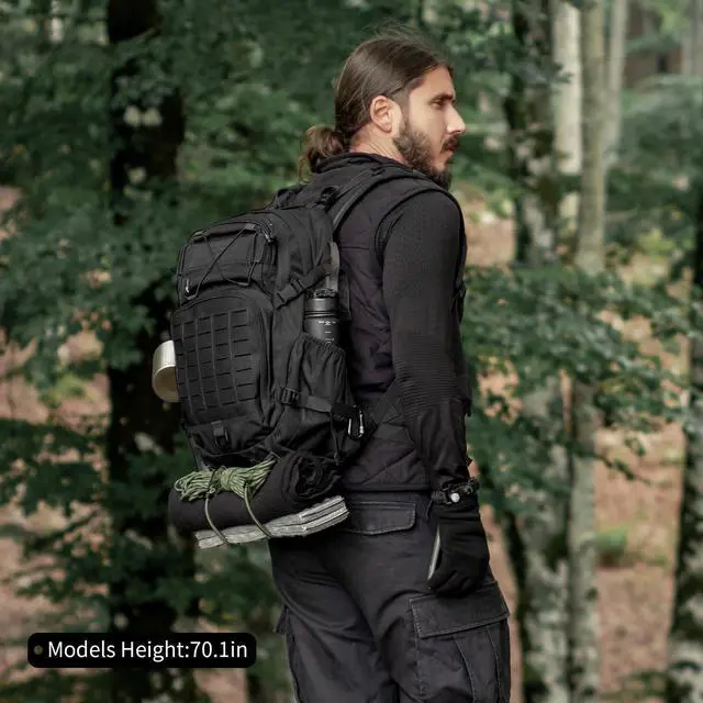 Alt view image 6 of 7 - Small Military Tactical Backpack for Men,25L Molle Cordura Backpack for Hiking,Camping,Rucking