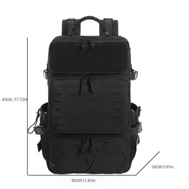 Alt view image 3 of 6 - Tactical Travel Backpack for Men, 35L Military Backpack with Shoe Compartment, 1000D Water Resistant Molle Army Tactical Gear Assault Pack Bag Rucksack for Outdoor Survival Hiking Gym, Black