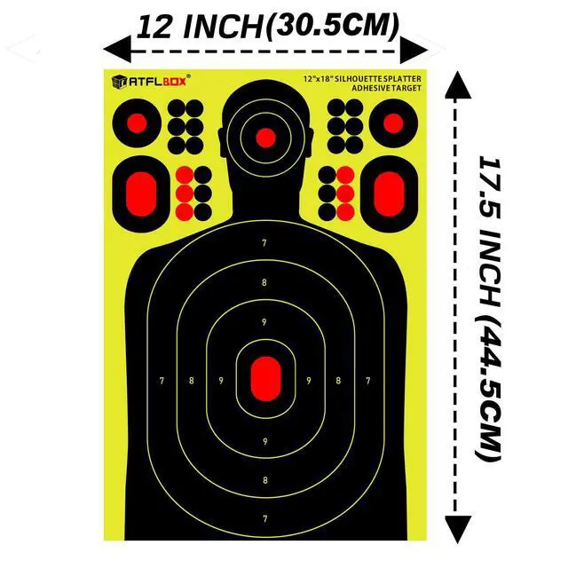 Alt view image 5 of 6 - 12x18 inch Silhouette Splatter Targets and Adhesive Target Sticker, Bright Fluorescent Yellow, Easily seen on Impact for Indoor and Outdoor Shooting Range