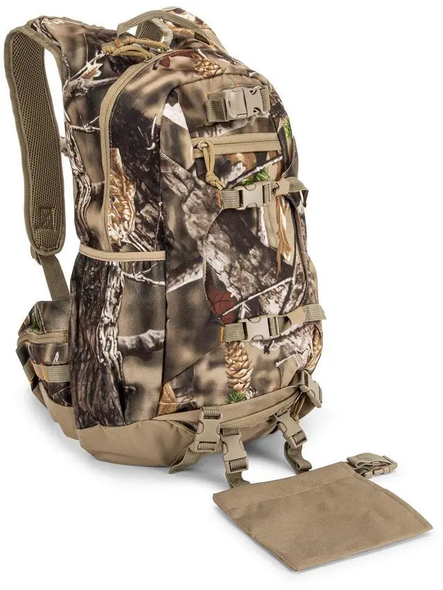 Main image of Camouflage Hunting Backpack Waterproof Bow and Rifle Compatible Hunting Bag (Woodland Brown Camouflage) Large