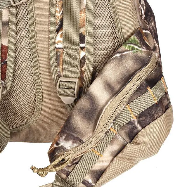 Alt view image 7 of 7 - Camouflage Hunting Backpack Waterproof Bow and Rifle Compatible Hunting Bag (Woodland Brown Camouflage) Large