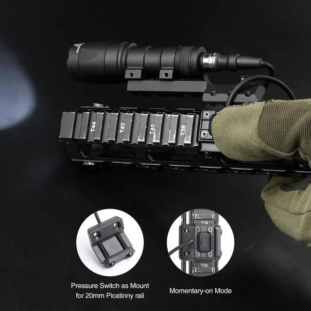 Alt view image 3 of 7 - M300A 500 Lumens Tactical Flashlight with Extend Light Mount, with Push Button & Modbutton Remote Pressure Switch for M300 M600 Series Scoutlight, Fit for 20mm Picatinny Rail