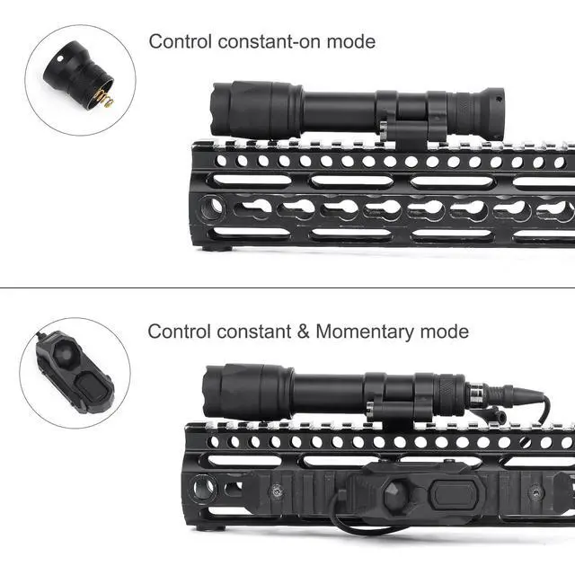 Alt view image 2 of 7 - M600C 800 Lumens Tactical Flashlight with 2 Rotating Bases, with Dual Function Remote Pressure Switch, Light & Pressure Switch Mount Fit for 20mm Picatinny Mlok/Keymod Rail