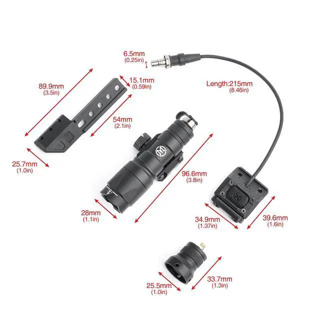 Alt view image 6 of 7 - M300A 500 Lumens Tactical Flashlight with Extend Light Mount, with Push Button & Modbutton Remote Pressure Switch for M300 M600 Series Scoutlight, Fit for 20mm Picatinny Rail