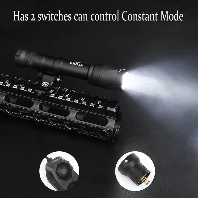 Alt view image 7 of 7 - M600C 800 Lumens Tactical Flashlight with 2 Rotating Bases, with Dual Function Remote Pressure Switch, Light & Pressure Switch Mount Fit for 20mm Picatinny Mlok/Keymod Rail