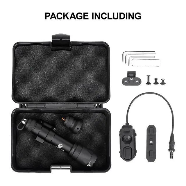 Alt view image 6 of 7 - M600C 800 Lumens Tactical Flashlight with 2 Rotating Bases, with Dual Function Remote Pressure Switch, Light & Pressure Switch Mount Fit for 20mm Picatinny Mlok/Keymod Rail