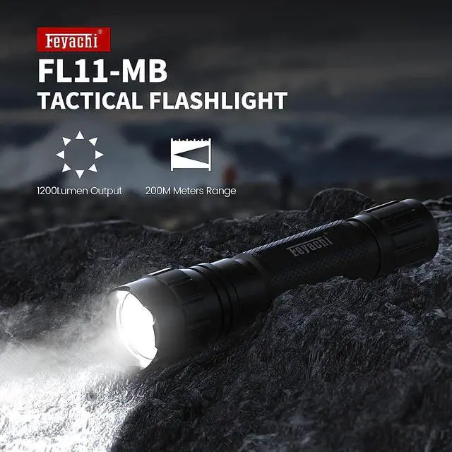 Alt view image 3 of 7 - Tactical Flashlight- 1200 Lumen LED Rifle Light,Waterproof with Picatinny/M Lock Mount, Pressure Switch Included (Picatinny Mounted)