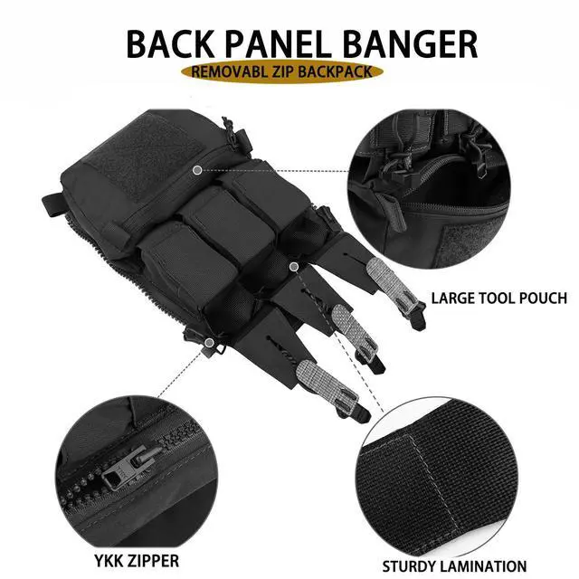 Alt view image 3 of 7 - TacTical BackPack,Zip On Back Panel Banger For V5 Vest | Banger