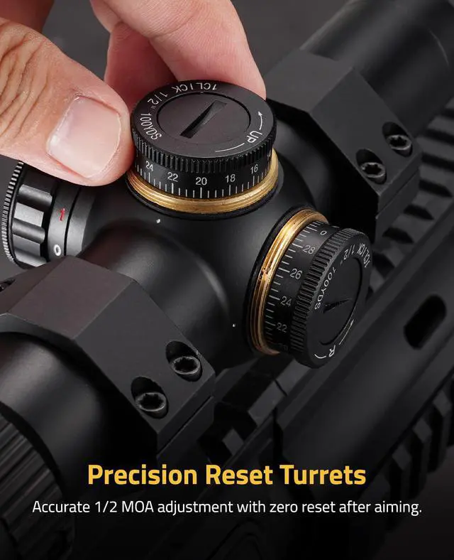 Alt view image 5 of 7 - EagleFeather LPVO Rifle Scope with 30mm Cantilever Mount, 5 Levels Red & Green Illumination Reticle, Second Focal Plane Scopes with Zero Reset