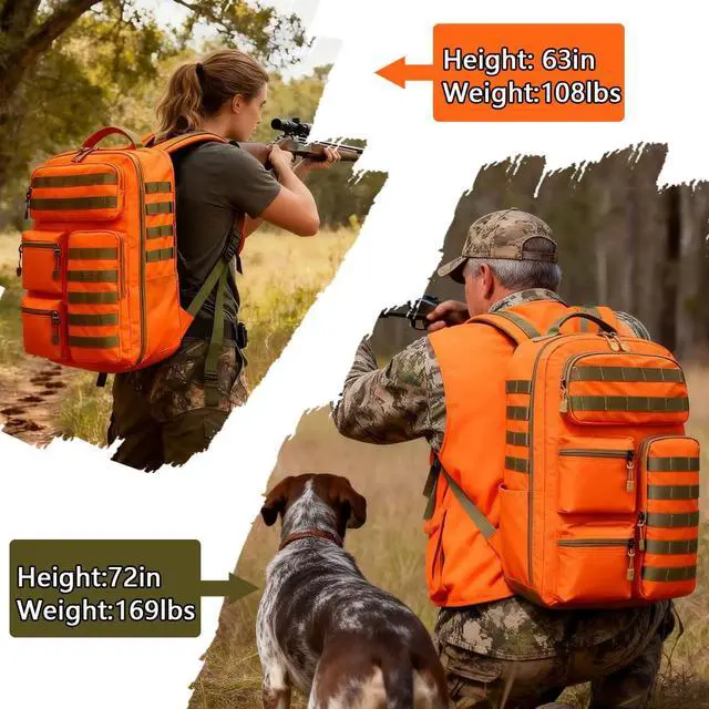 Alt view image 2 of 6 - Tactical High-Visibility Orange Backpack for Men Women,30L Military Waterproof MOLLE Backpack Outdoor Ideal for Outdoor, Hiking, Camping, Hunting and Emergency Preparedness