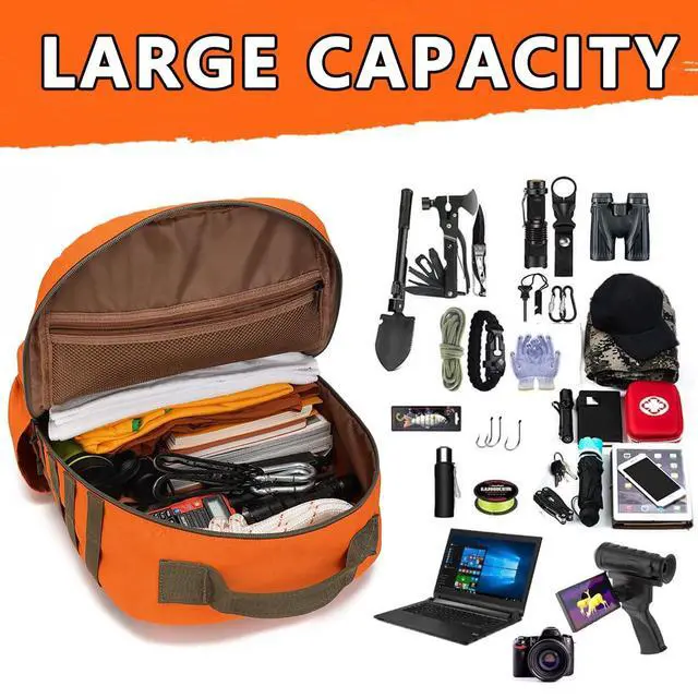 Alt view image 3 of 6 - Tactical High-Visibility Orange Backpack for Men Women,30L Military Waterproof MOLLE Backpack Outdoor Ideal for Outdoor, Hiking, Camping, Hunting and Emergency Preparedness