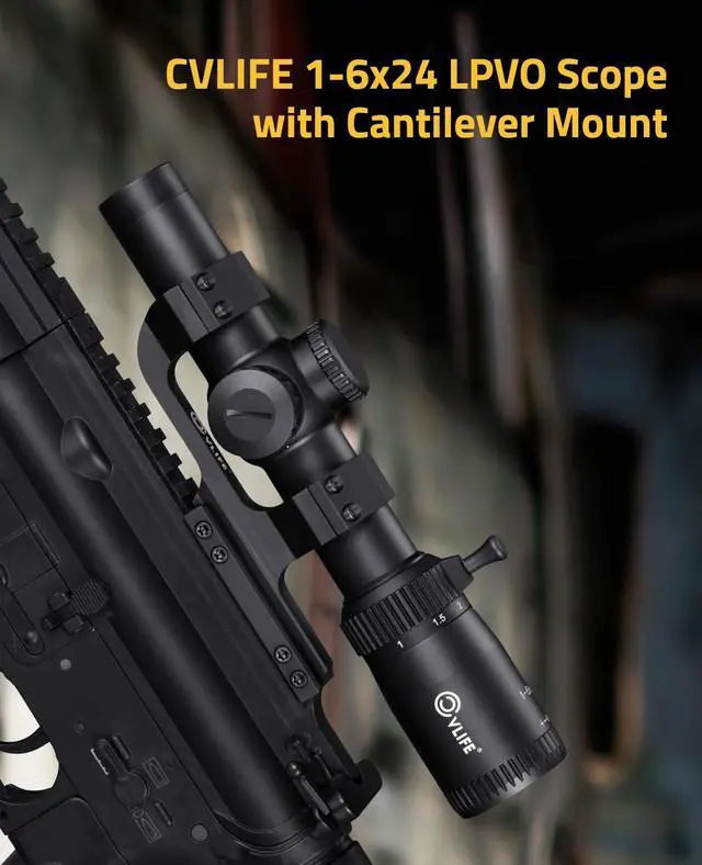 Alt view image 6 of 7 - EagleFeather LPVO Rifle Scope with 30mm Cantilever Mount, 5 Levels Red & Green Illumination Reticle, Second Focal Plane Scopes with Zero Reset