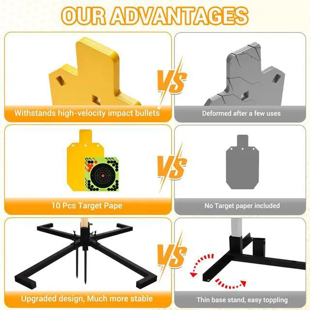Alt view image 4 of 7 - AR500 Steel Target Stand System, 3/8 Inch Thick Steel Hostage Targets with 2x4 Stable Stand Base, Complete Shooting Kit with 10psc Targets Paper for Shooting Outdoor