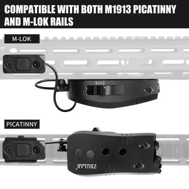 Alt view image 3 of 7 - 2000 Lumen Mlok and Picatinny Mounted Tactical Flashlight Green Laser Infrared(IR) Laser 3 in 1 Combo, with Remote Pressure Switch for Rifle