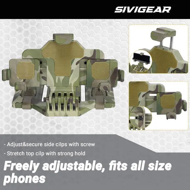 Alt view image 2 of 7 - Tactical Phone Holder Available in Full Size Plate Carrier Phone Mount Adjust Nylon Molle Phones Holder for Tactical,Car,Office (CP)