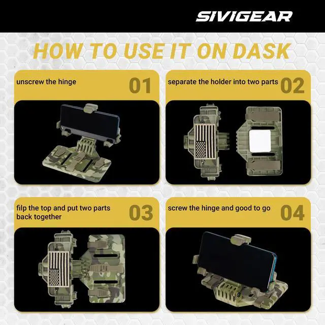 Alt view image 3 of 7 - Tactical Phone Holder Available in Full Size Plate Carrier Phone Mount Adjust Nylon Molle Phones Holder for Tactical,Car,Office (CP)