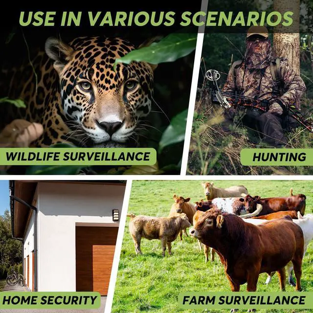 Alt view image 7 of 7 - Solar WiFi Trail Camera with 7800mAh Built-in Battery, 48MP Game Camera for 24/7 Wildlife Security, 0.1s Trigger, IP66 Waterproof Wildlife Cameras with 8 AA Batteries & 64GB SD Card