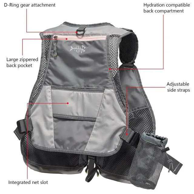 Alt view image 4 of 7 - Fly Fishing Vest Adjustable Size with Detachable Water Bottle Holder for Men and Women FV07