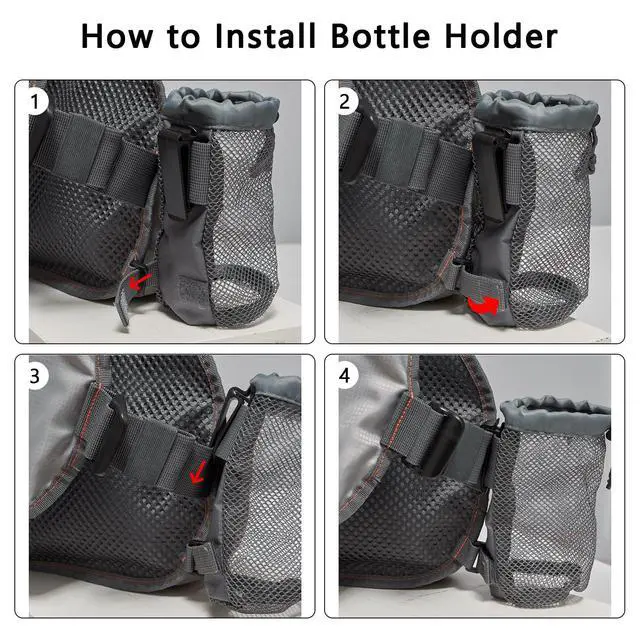 Alt view image 7 of 7 - Fly Fishing Vest Adjustable Size with Detachable Water Bottle Holder for Men and Women FV07