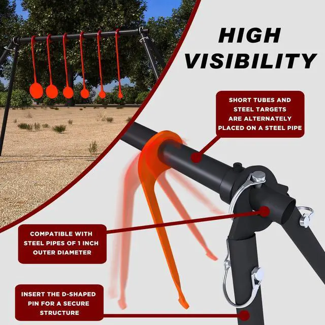 Alt view image 4 of 7 - AR500 Steel Target Stand System Kit, 1/4 Thick 6 Spinning Targets, Suitable for.22 Rimfire Airgun Pellet Guns