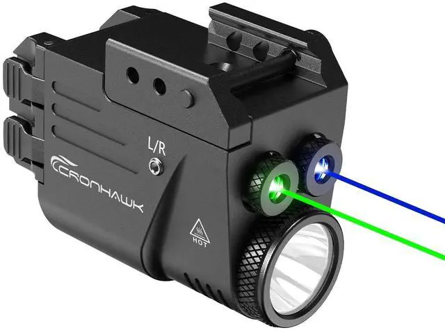 Main image of 500 Lumen Blue Green Laser Light for Pistol, Rechargeable Rail Mounted Flashlight Laser Combo for Picatinny Rail, Magnetic Charging