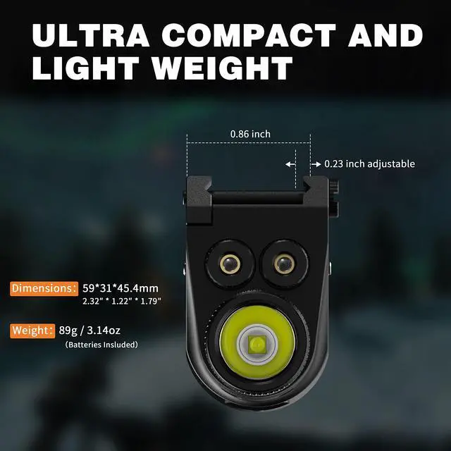 Alt view image 7 of 7 - 500 Lumen Blue Green Laser Light for Pistol, Rechargeable Rail Mounted Flashlight Laser Combo for Picatinny Rail, Magnetic Charging