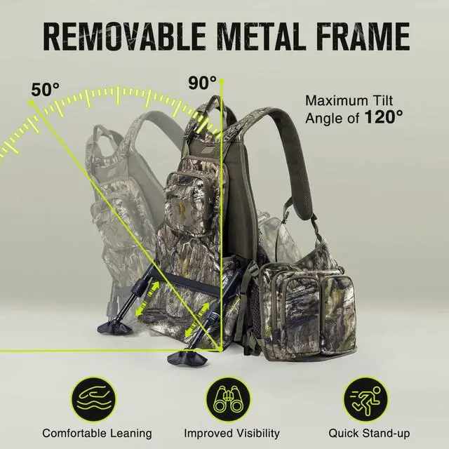 Alt view image 2 of 7 - Turkey Vest for Hunting with Frame and Seat,Camo Hunting Vest with Kickstand,Memory Foam Cushion, Game Pouch & Multi-Pocket Storage Lightweight Adjustable Turkey Hunting Gear for Men Women