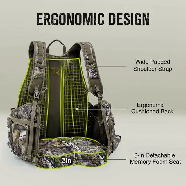 Alt view image 3 of 7 - Turkey Vest for Hunting with Frame and Seat,Camo Hunting Vest with Kickstand,Memory Foam Cushion, Game Pouch & Multi-Pocket Storage Lightweight Adjustable Turkey Hunting Gear for Men Women