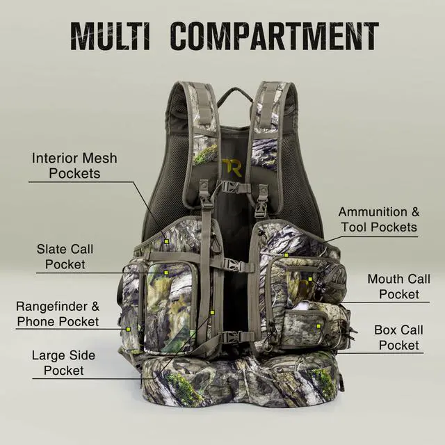 Alt view image 4 of 7 - Turkey Vest for Hunting with Frame and Seat,Camo Hunting Vest with Kickstand,Memory Foam Cushion, Game Pouch & Multi-Pocket Storage Lightweight Adjustable Turkey Hunting Gear for Men Women