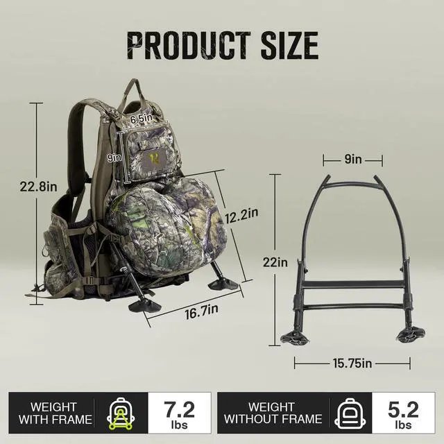 Alt view image 7 of 7 - Turkey Vest for Hunting with Frame and Seat,Camo Hunting Vest with Kickstand,Memory Foam Cushion, Game Pouch & Multi-Pocket Storage Lightweight Adjustable Turkey Hunting Gear for Men Women