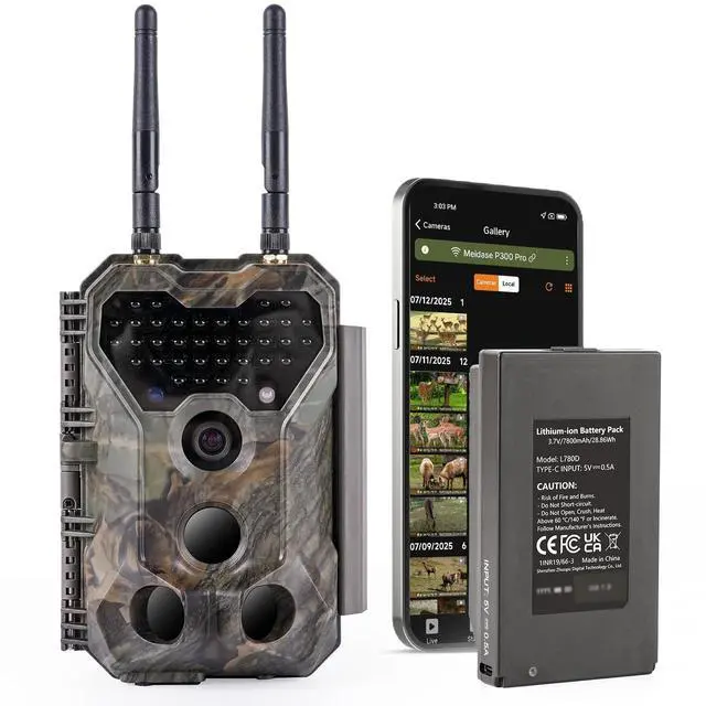 Main image of P300 Pro (Non-Cellular) WiFi Trail Camera, Dual-Antenna 165ft Range, 7800mAh Battery, 64MP Photos, 1296p HD Video, 0.1s Trigger, 100ft No Glow Night Vision, App Control