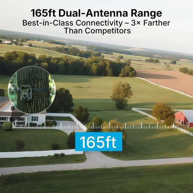Alt view image 2 of 7 - P300 Pro (Non-Cellular) WiFi Trail Camera, Dual-Antenna 165ft Range, 7800mAh Battery, 64MP Photos, 1296p HD Video, 0.1s Trigger, 100ft No Glow Night Vision, App Control