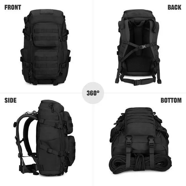 Alt view image 7 of 7 - 45L Tactical Backpack, Military Molle Backpack with 17" Laptop Compartment Survival Large Hiking Travel Rucksack for Outdoors