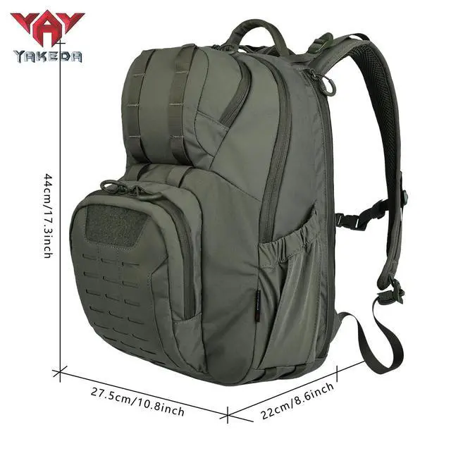 Alt view image 2 of 7 - 500D NylonTactical Military Backpack for Men,Fit 12.6-15.6 inches Laptop, Daily Bag for Hiking,hunting,running (Green)