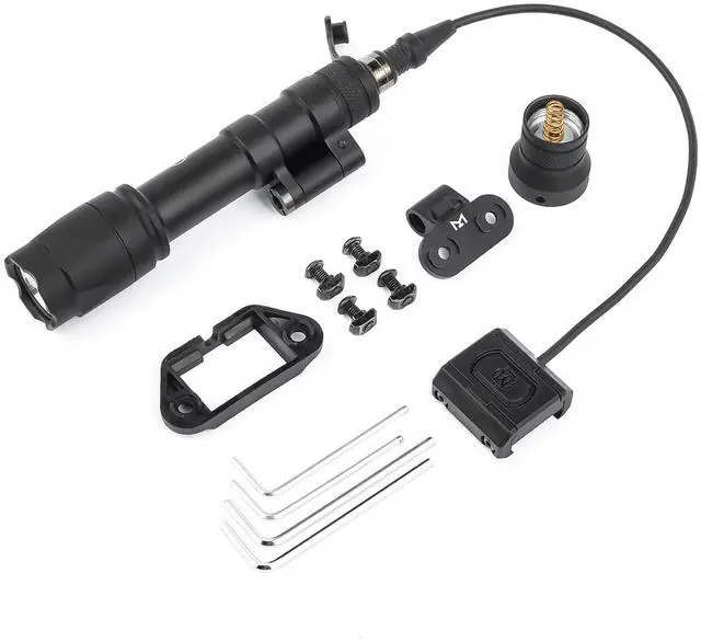 Main image of M600C 800 Lumens Tactical Flashlight with 2 Rotating Bases, with Push Button & Remote Pressure Switch, Light & Pressure Switch Mount Fit for 20mm Picatinny Mlok/Keymod Rail