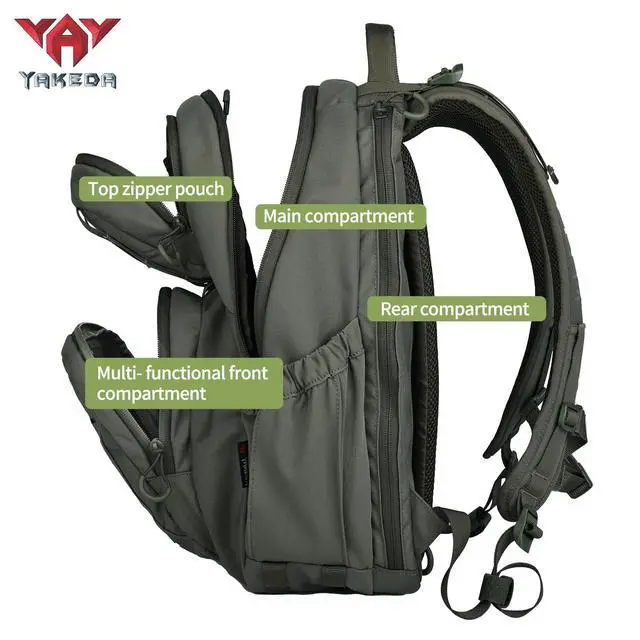 Alt view image 6 of 7 - 500D NylonTactical Military Backpack for Men,Fit 12.6-15.6 inches Laptop, Daily Bag for Hiking,hunting,runningBlack