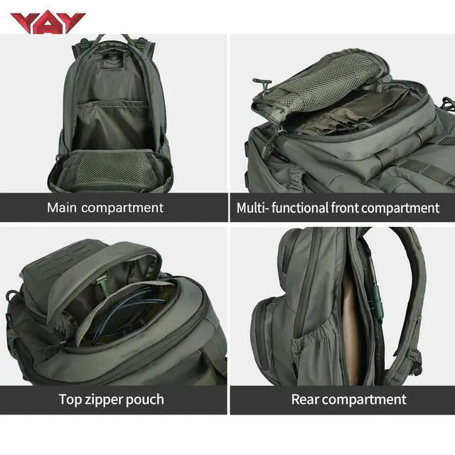 Alt view image 4 of 7 - 500D NylonTactical Military Backpack for Men,Fit 12.6-15.6 inches Laptop, Daily Bag for Hiking,hunting,runningBlack