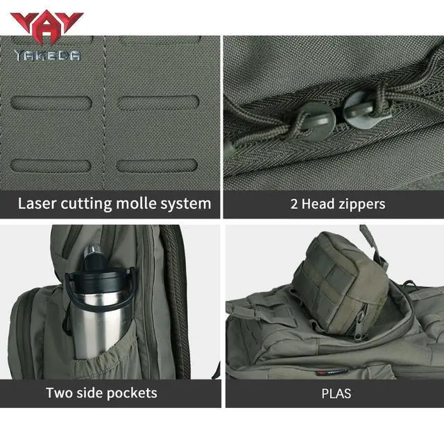 Alt view image 5 of 7 - 500D NylonTactical Military Backpack for Men,Fit 12.6-15.6 inches Laptop, Daily Bag for Hiking,hunting,runningBlack