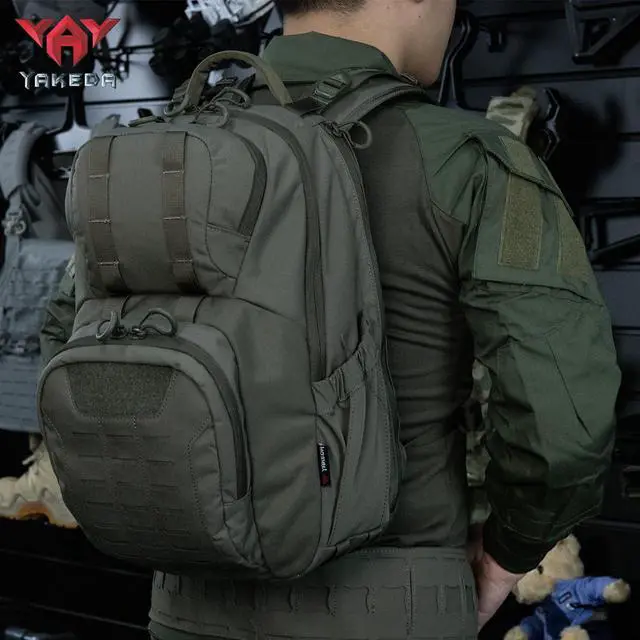 Alt view image 7 of 7 - 500D NylonTactical Military Backpack for Men,Fit 12.6-15.6 inches Laptop, Daily Bag for Hiking,hunting,runningBlack