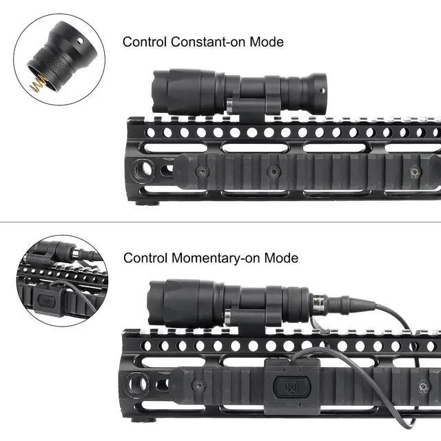 Alt view image 2 of 6 - M340 540 Lumens Tactical Flashlight with 2 Rotating Bases, with Push Button & Remote Pressure Switch, Light & Pressure Switch Mount Fit for 20mm Picatinny Mlok/Keymod Rail